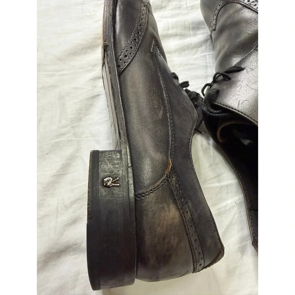 John Varvatos Star USA Mens Wingtip Derby Leather Shoes Distressed Grey Black